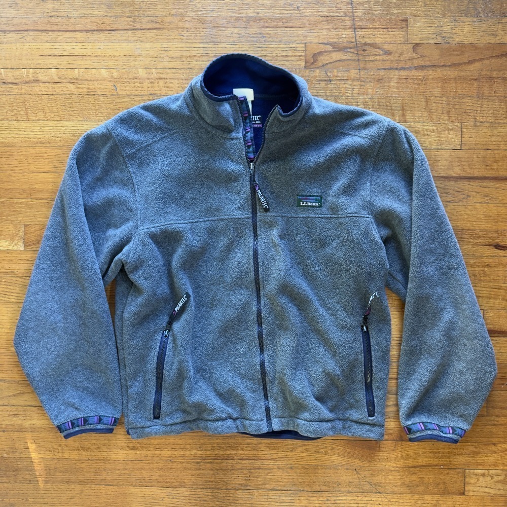 90's VTG L.L. Bean Fleece‎ Jacket Polartec Windbloc Full Zip Gray Mens XL
